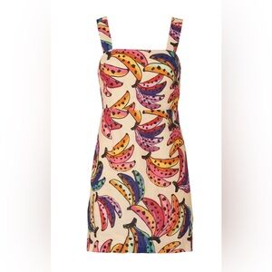 FARM Rio Multicolor Banana Print Mini Dress - Pink, Yellow, Purple, Blue
